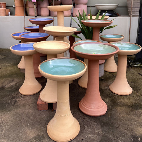 X LARGE TERRACOTTA BIRD BATH GLAZED 