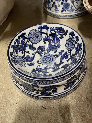 PET BOWL BLUE AND WHITE SMALL 17cm W x 6cm H