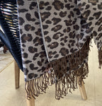 ML LEOPARD NEUTRAL JAQUARD THROW