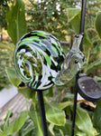 GREEN GLASS SNAIL SOLAR LIGHT ON STAKE 