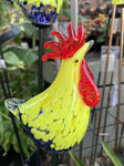 GLASS ROOSTER SOLAR LIGHT ON STAKE 
