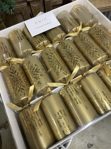 CHRISTMAS CRACKERS LUXURY BOX 6 GOLD SNOWFLAKE