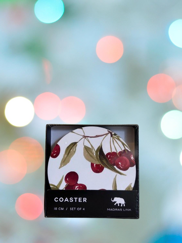 CHERRY ROUND COASTER SET 4