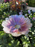 BIRD BATH PINK DAISY GLASS ON STAKE 