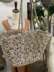 JANE MOSS CROCHET BASKET BEIGE GOLD 