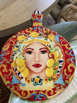 ADELE CERAMIC TRIVET LEMON GRAPE DESIGN