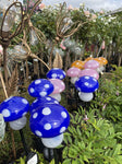 BLUE GLASS SOLAR MUSHROOM ON STAKE 