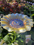 BIRD BATH SUNFLOWER GLASS ON STAKE 
