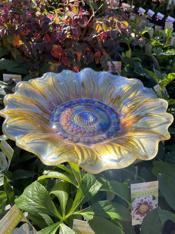 BIRD BATH SUNFLOWER GLASS ON STAKE 