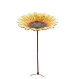 BIRD BATH SUNFLOWER GLASS ON STAKE 