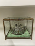 RECTANGULAR GREEN VELVET JEWELRY BOX 17X21X15CM