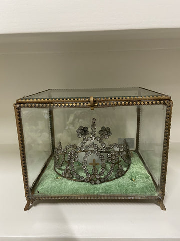 RECTANGULAR GREEN VELVET JEWELRY BOX 17X21X15CM