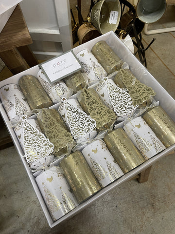 PLATINUM CRACKER BOX OF 6 WHITE GOLD TREE