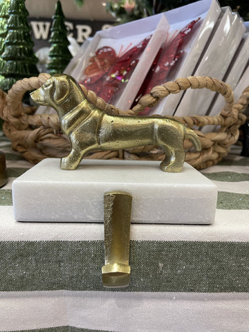 STOCKING HOLDER GOLD DOG 