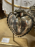 ORNATE GLASS HEART SILVER