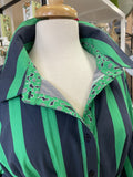 MADDIE DRESS NAVY/GREEN STRIPES XL
