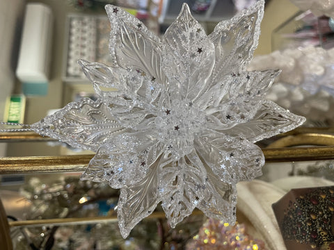 HANGING CLEAR GLITTER FLOWER 