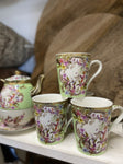 MUG MILANO COFFEE GRN ROSE FLORAL 