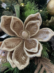 CLIP ON FABRIC MAGNOLIA TAN ROPE EDGE