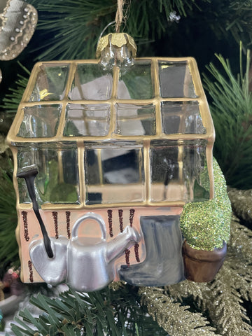 HANGING DECORATION VINTAGE GREEN HOUSE 