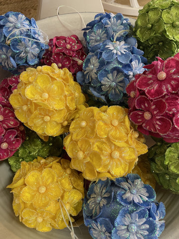 BAUBLE GLITTER HYDRANGEA YELLOW