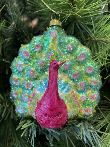 HANGING DECORATION PEACOCK GLITTER